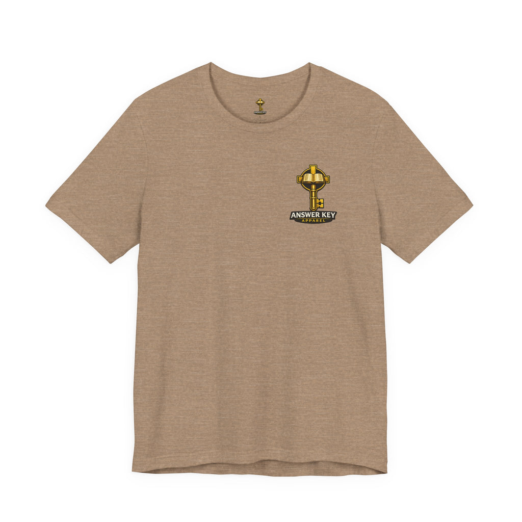 King of Kings T‑Shirt - Christian Faith Graphic Tee ("Answer Key" Cross Accent)