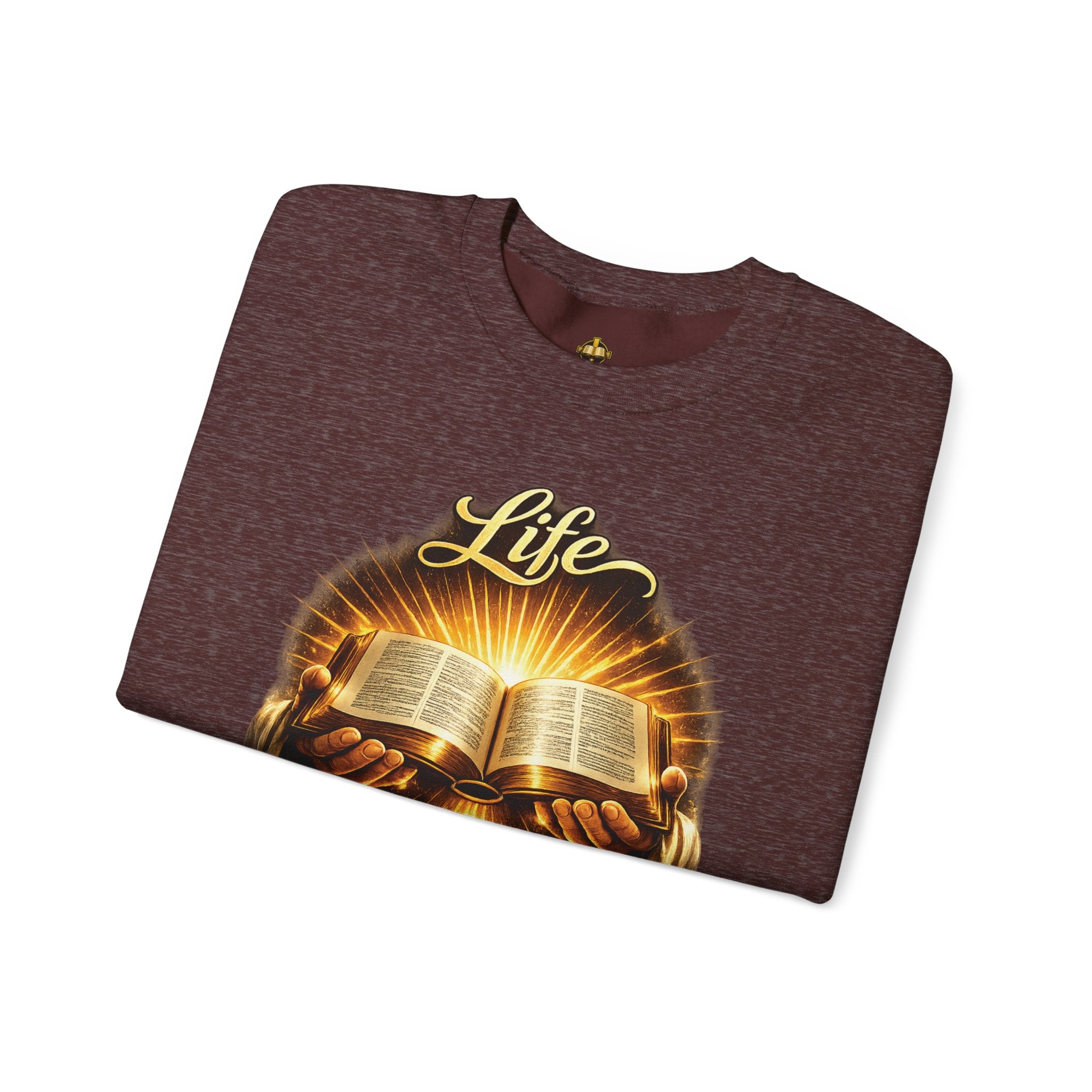 Christian Crewneck Sweatshirt - "Life is an Open Book Test" Inspirational Bible Design